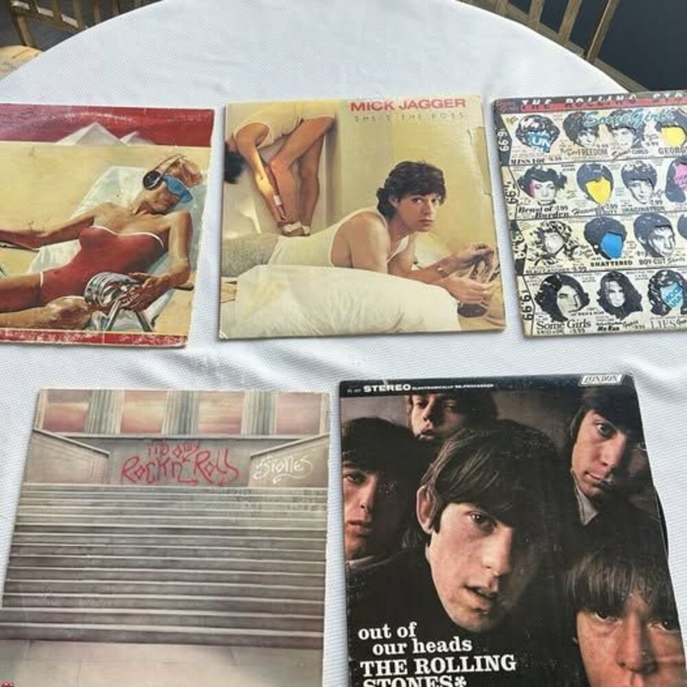 5 Classic Rock Vinyl Lot Rolling Stones Mick Jagger LP Records Vintage Albums